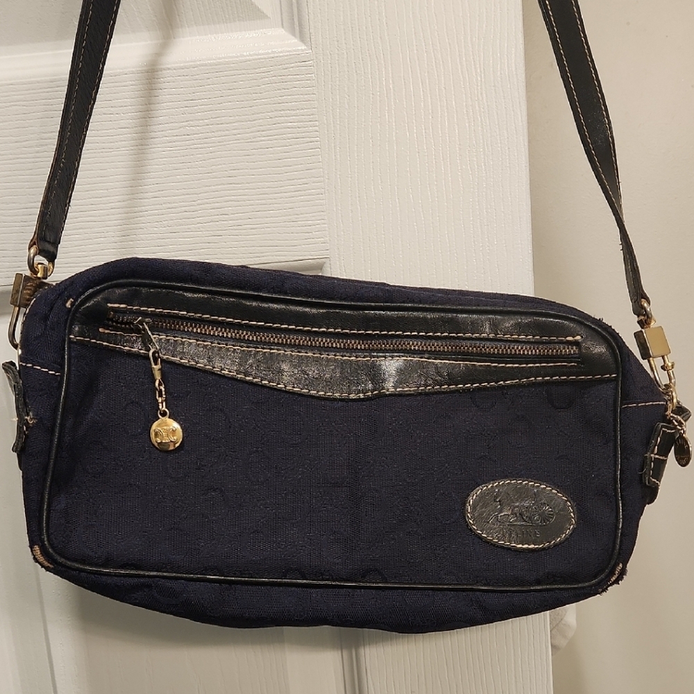 Blue Crossbody Bag with Gold Accents